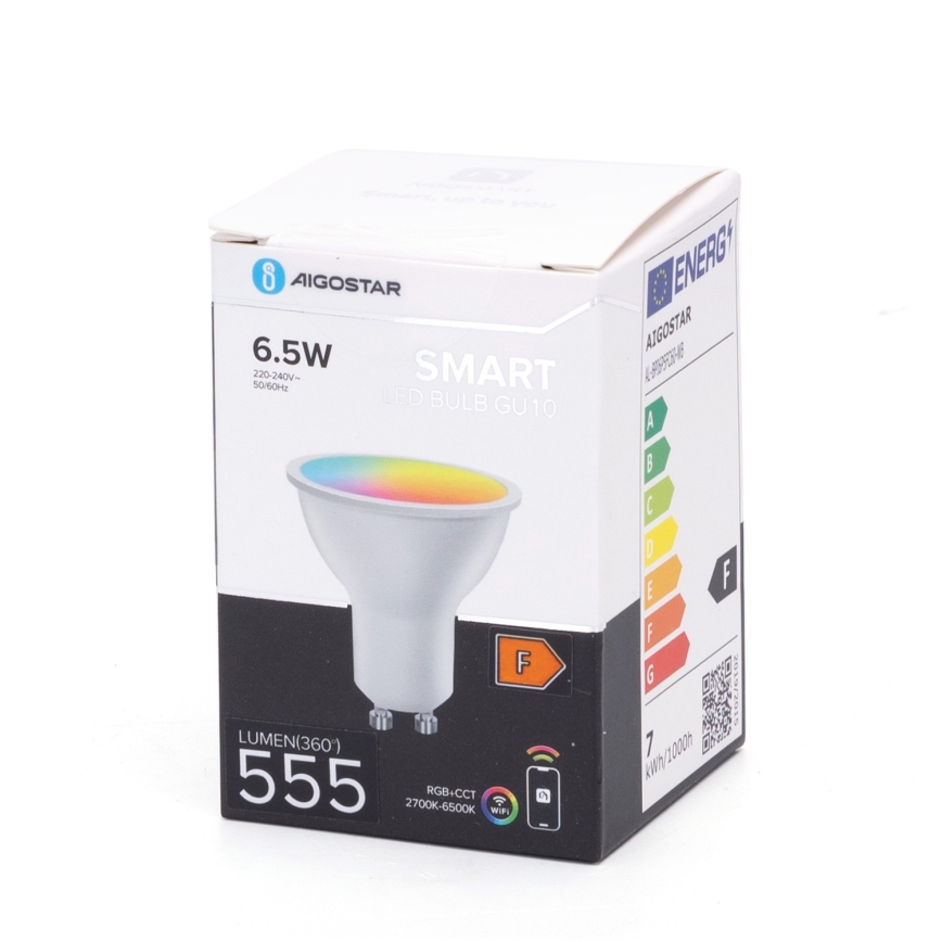 Lâmpada LED RGBW com regulação GU10/6,5W/230V 2700-6500K Wi-Fi - Aigostar