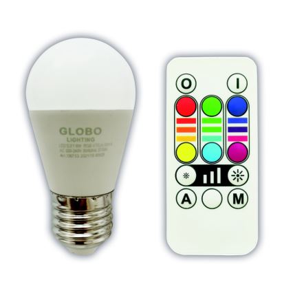 Lâmpada LED RGBW com regulação E27/6W/230V 3000K + comando - Globo