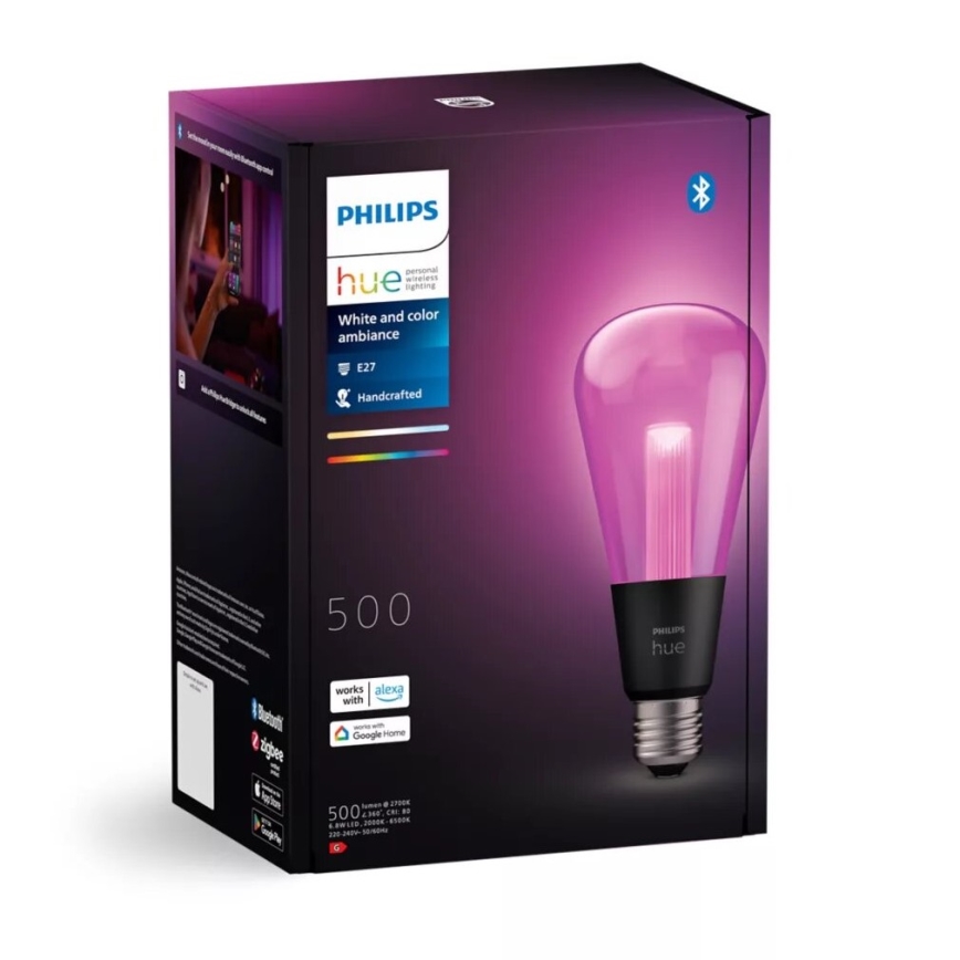 Lâmpada LED RGBW com regulação Philips Hue White And Color Ambiance E27/6,8W/230V 2000-6500K