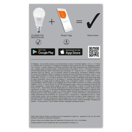 Lâmpada LED RGBW com regulação SMART + E27/9W/230V 2700K-6500K Wi-Fi - Ledvance