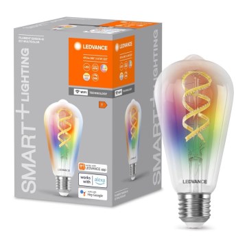 Lâmpada LED RGBW com regulação SMART+ FILAMENT EDISON ST64 E27/4,8W/230V 2700-6500K Wi-Fi - Ledvance