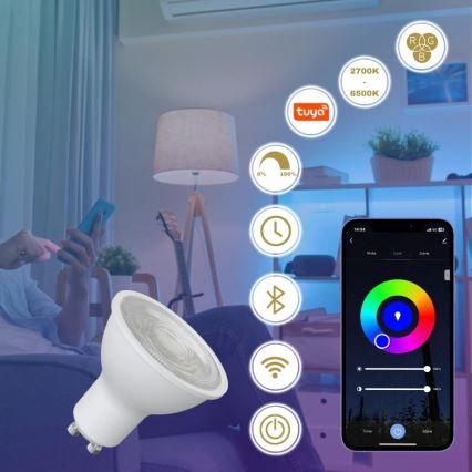 Lâmpada LED RGBW Regulável GU10/4,5W/230V 2700-6500K Wi-Fi Tuya