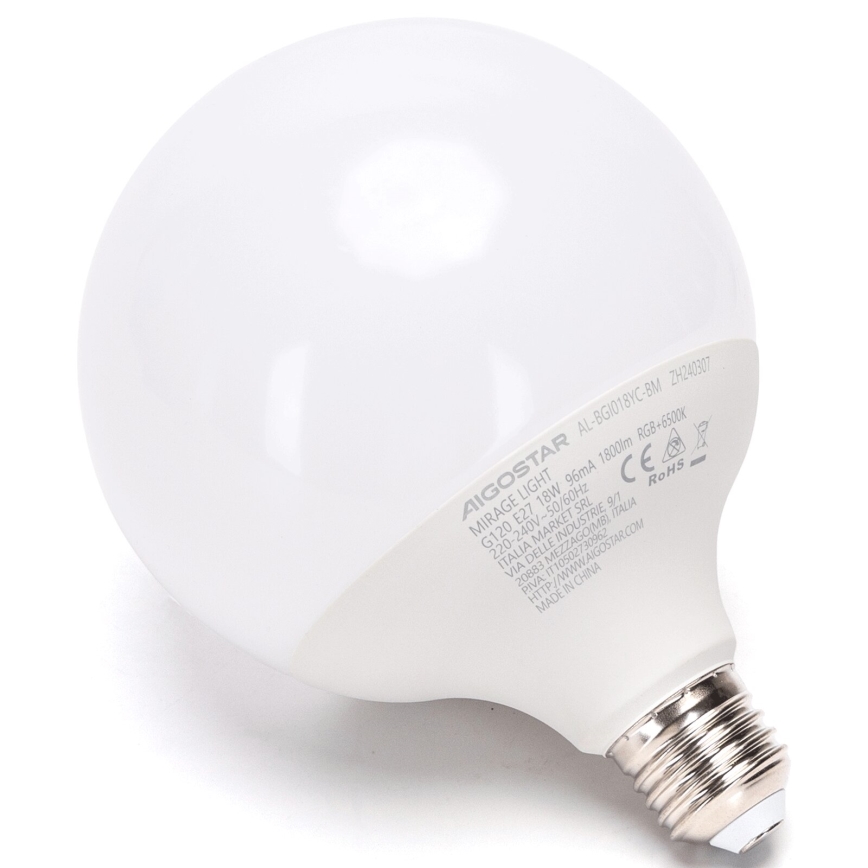 Lâmpada LED RGBW Regulável MESH G120 E27/18W/230V 6500K + comando à distância - Aigostar