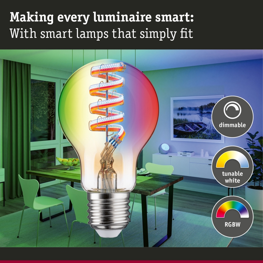 Lâmpada LED RGBW dimerizável FILAMENT E27/6,3W/230V 2200-6500K - Paulmann 29156