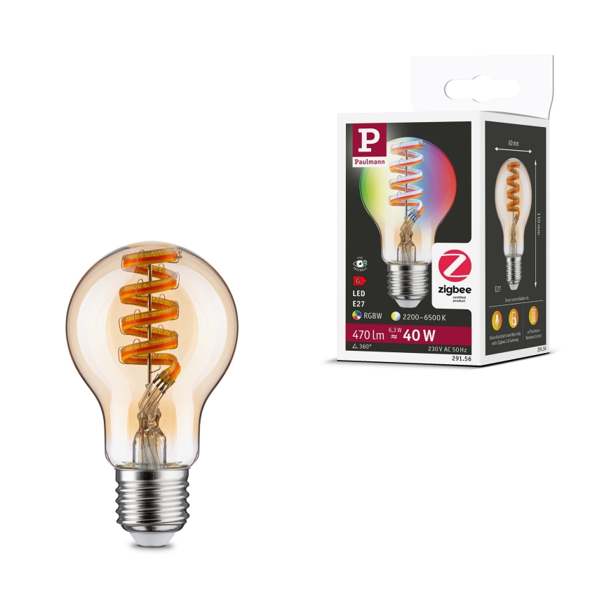 Lâmpada LED RGBW dimerizável FILAMENT E27/6,3W/230V 2200-6500K - Paulmann 29156