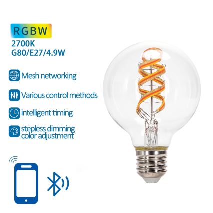 Lâmpada LED RGBW com regulação FILAMENT MESH Inteligente G80 E27/4,9W/230V 2700K - Aigostar