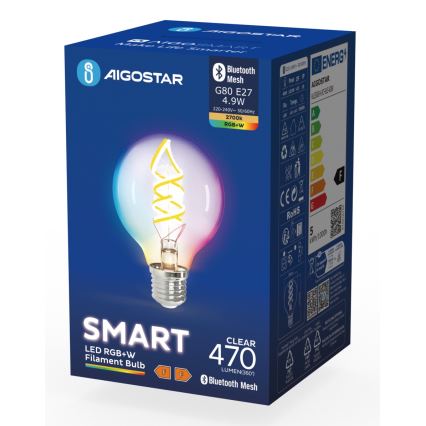 Lâmpada LED RGBW com regulação FILAMENT MESH Inteligente G80 E27/4,9W/230V 2700K - Aigostar