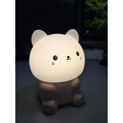 Lâmpada infantil tátil LED RGBW LED/1W/5V USB 1200 mAh gato