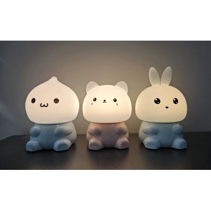 Lâmpada infantil tátil LED RGBW LED/1W/5V USB 1200 mAh coelho