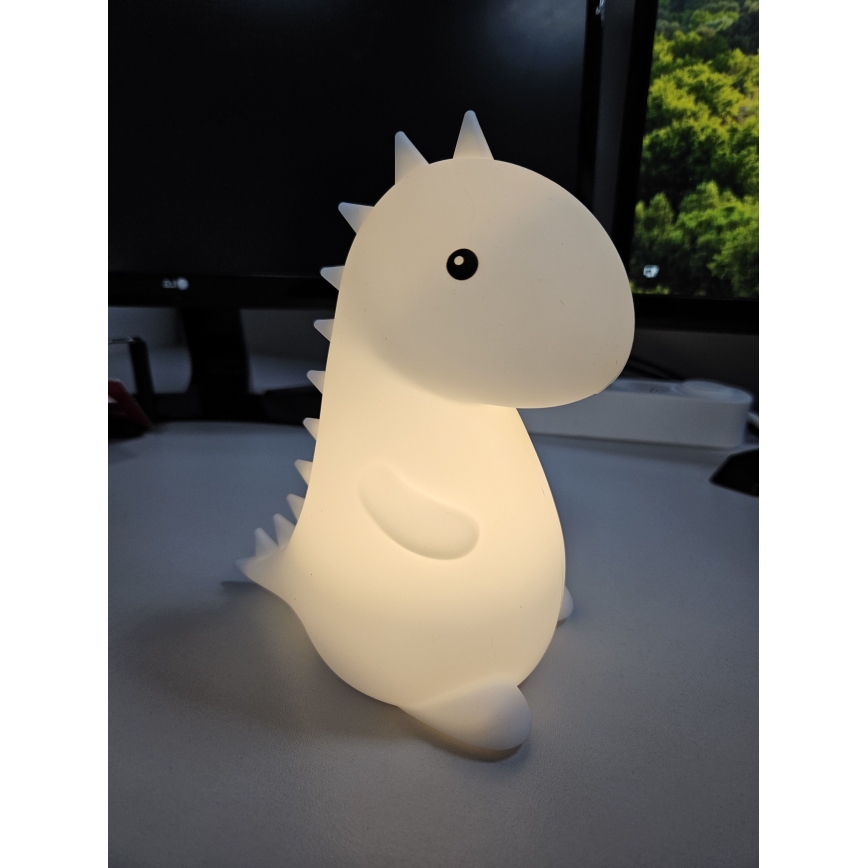 Lâmpada infantil tátil LED RGBW LED/1W/5V USB 1200 mAh dinossauro