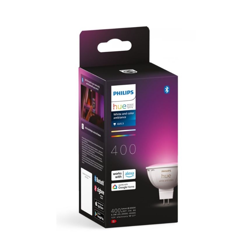 Lâmpada LED RGBW Regulável Philips Hue White And Color Ambiance GU5,3/MR16/6,3W/12V 2000-6500K