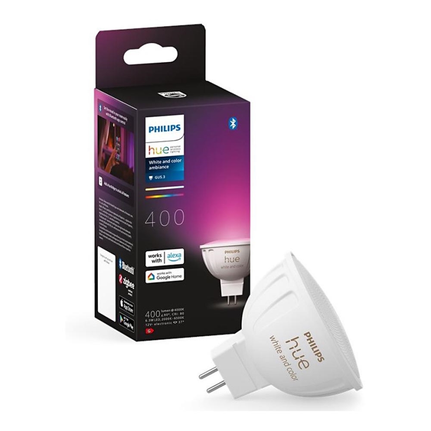 Lâmpada LED RGBW Regulável Philips Hue White And Color Ambiance GU5,3/MR16/6,3W/12V 2000-6500K