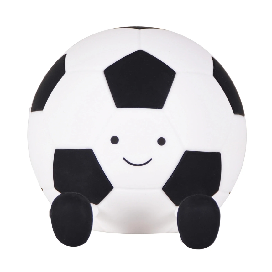 Lâmpada infantil tátil LED regulável FOOTBALL LED/2W/5V USB 1200 mAh branco/preto