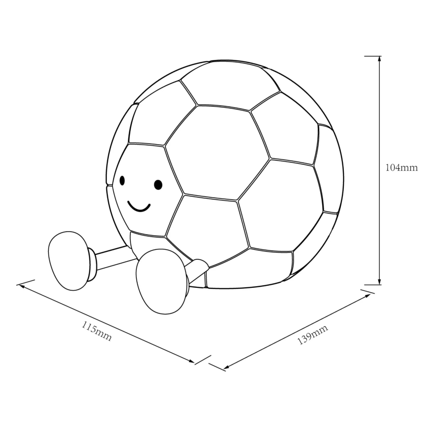 Lâmpada infantil tátil LED regulável FOOTBALL LED/2W/5V USB 1200 mAh branco/preto