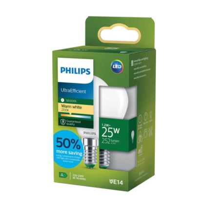 Lâmpada LED ULTRAEFFICIENT Philips P45 E14/1,2W/230V 2700K