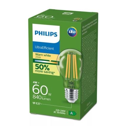 Lâmpada LED ULTRAEFFICIENT VINTAGE Philips E27/4W/230V 2700K