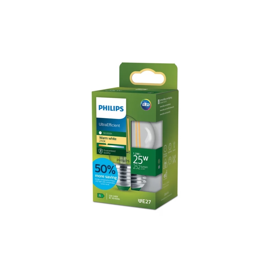 Lâmpada LED ULTRAEFFICIENT VINTAGE Philips P45 E27/1,2W/230V 2700K