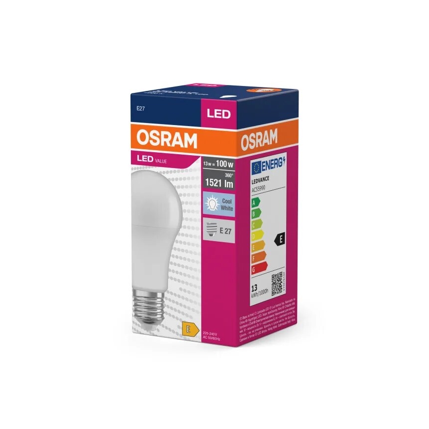 Lâmpada LED VALUE A100 E27/13W/230V 4000K - Osram