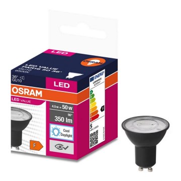 Lâmpada LED VALUE PAR16 GU10/4,5W/230V 4000K 36° preto - Osram