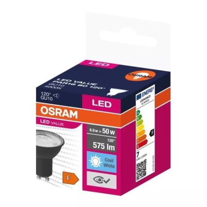 Lâmpada LED VALUE PAR16 GU10/6,9W/230V 4000K 120° preto - Osram