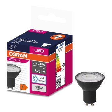 Lâmpada LED VALUE PAR16 GU10/6,9W/230V 4000K 36° preto - Ledvance