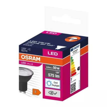 Lâmpada LED VALUE PAR16 GU10/6,9W/230V 6500K 120° preto - Osram