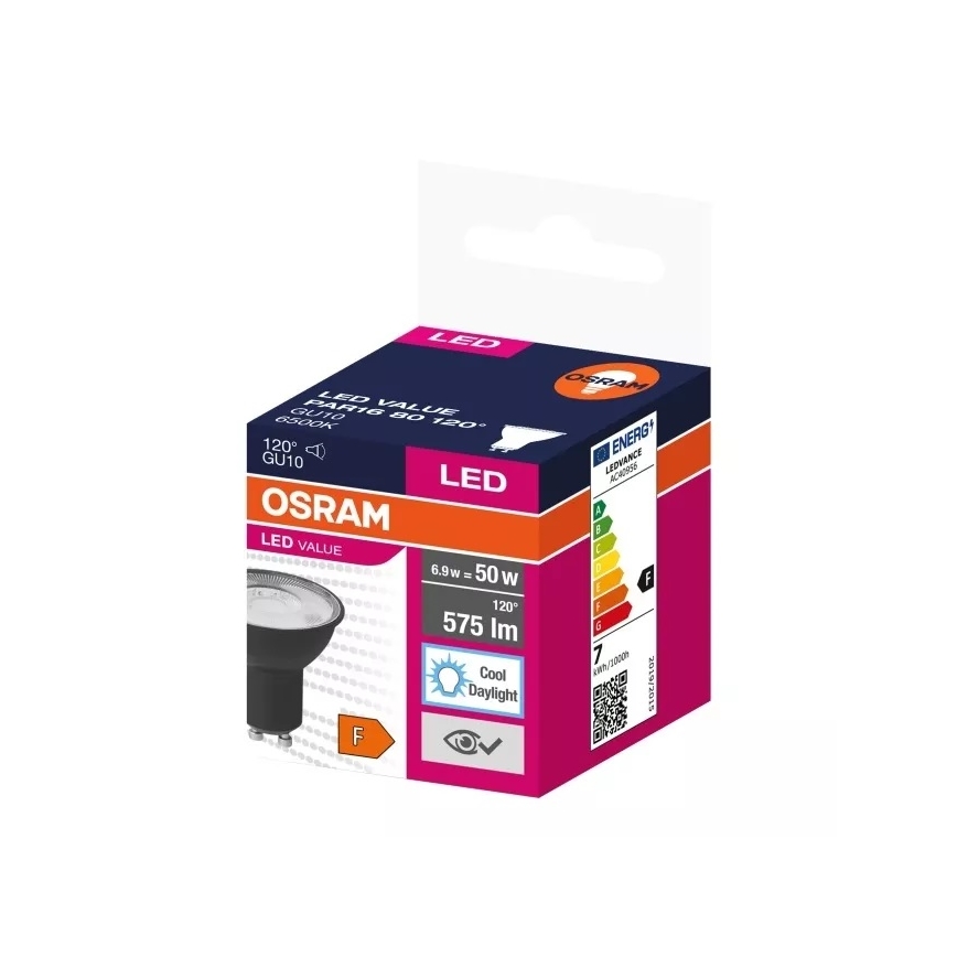 Lâmpada LED VALUE PAR16 GU10/6,9W/230V 6500K 120° preto - Osram