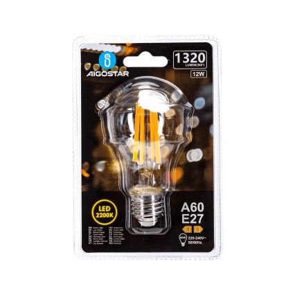 Lâmpada LED Vintage A60 E27/12W/230V 2200K - Aigostar