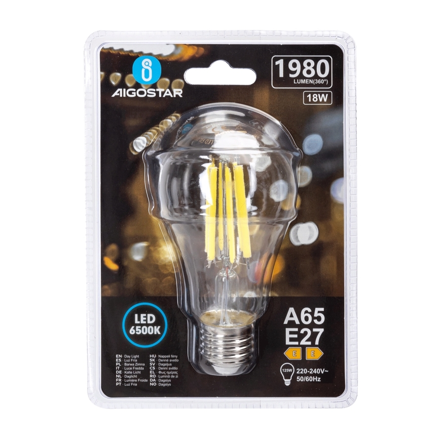 Lâmpada LED VINTAGE A65 E27/18W/230V 6500K - Aigostar