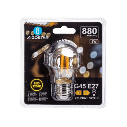 Lâmpada LED VINTAGE G45 E27/8W/230V 2200K - Aigostar