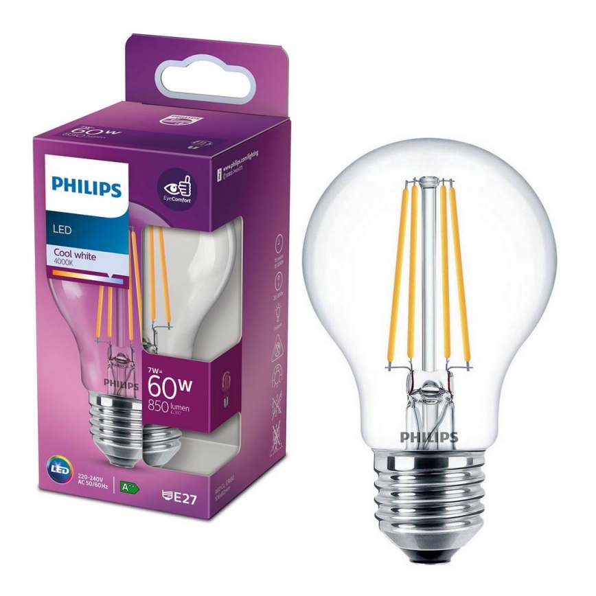 Lâmpada LED VINTAGE Philips A60 E27/7W/230V 4000K