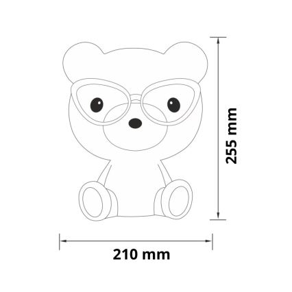 Lâmpada noturna de criança fosca LED LED/2,5W urso rosa