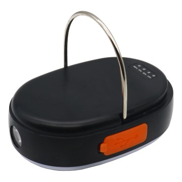 Lâmpada recarregável LED regulável com função powerbank K4 LED/1W/5V 3000-6500K IPX4 4000 mAh preta