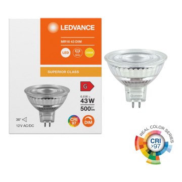 Lâmpada refletora LED dimerizável MR16 GU5,3/6,6W/12V 3000K 36° CRI 97 - Ledvance