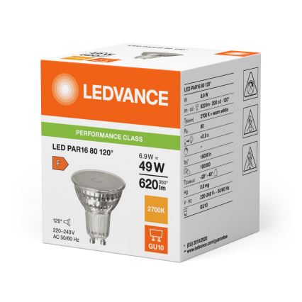 Lâmpada refletora LED PAR16 GU10/6,9W/230V 2700K 120° - Ledvance
