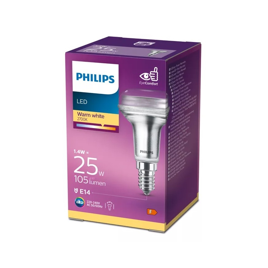 Lâmpada refletora LED Philips R50 E14/1,4W/230V 2700K