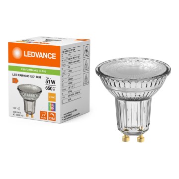Lâmpada refletora LED regulável PAR16 GU10/7W/230V 2700K 120° CRI 90 - Ledvance