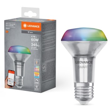 Lâmpada refletora LED RGBW regulável SMART+ R63 E27/4,7W/230V 2700-6500K Wi-Fi - Ledvance