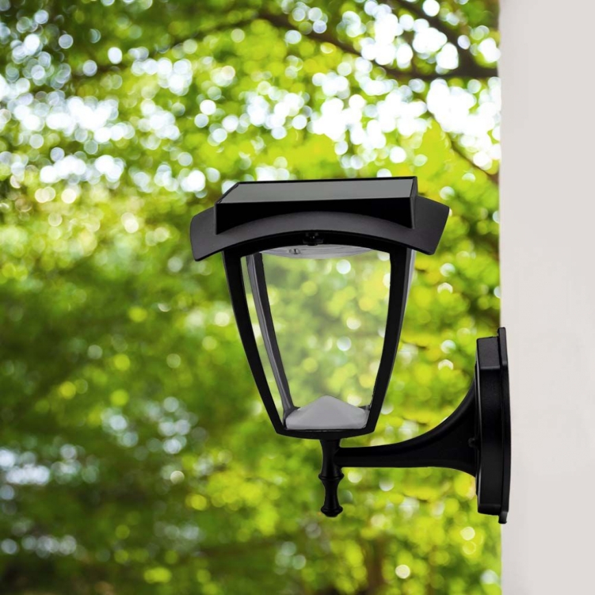 Lâmpada solar de parede LED/2W/3,7V 3000/6000K IP65 2200 mAh preta