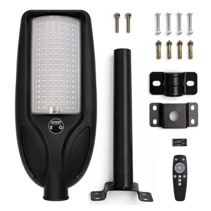Lâmpada solar de rua LED regulável com sensor VENICE LED/100W/3,2V 6000 mAh IP65 preta + controlo remoto
