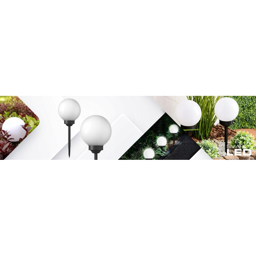 Lâmpada solar LED 1,2 V, 6500 K, 200 mAh, diâmetro 20 cm, IP44, branco/preto