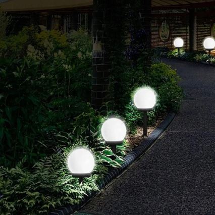 Lâmpada solar LED 1,2 V, 6500 K, 200 mAh, Ø 15 cm, IP44, branco/preto