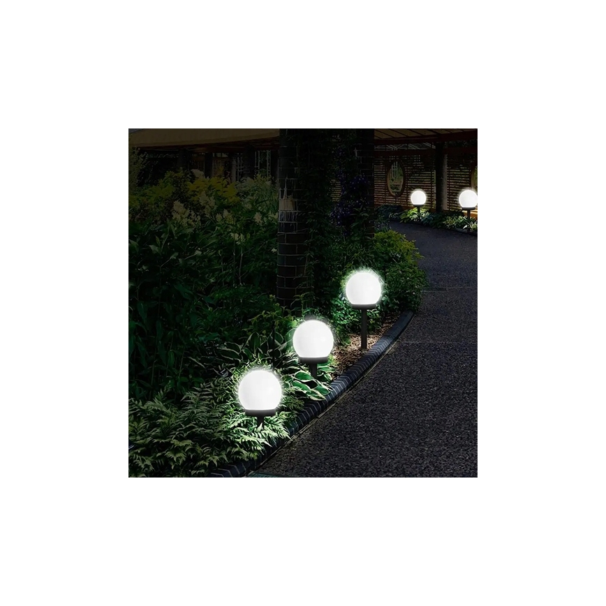 Lâmpada solar LED 1,2 V, 6500 K, 200 mAh, Ø 15 cm, IP44, branco/preto