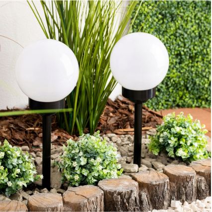 Lâmpada solar LED 1,2 V, 6500 K, 200 mAh, Ø 15 cm, IP44, branco/preto