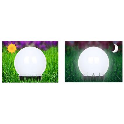 Lâmpada solar LED 1,2 V, 6500 K, 200 mAh, Ø 15 cm, IP44, branco/preto