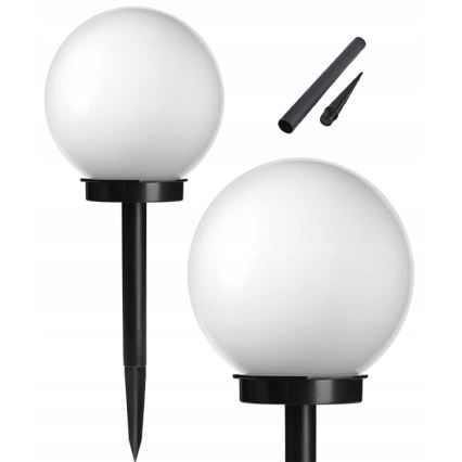 Lâmpada solar LED 1,2 V, 6500 K (branco frio), 200 mAh, diâmetro 10 cm, IP44, branco/preto