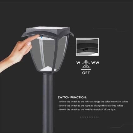 Lâmpada Solar LED LED/2W/230V 93 cm 3000/6000K IP65 2200 mAh