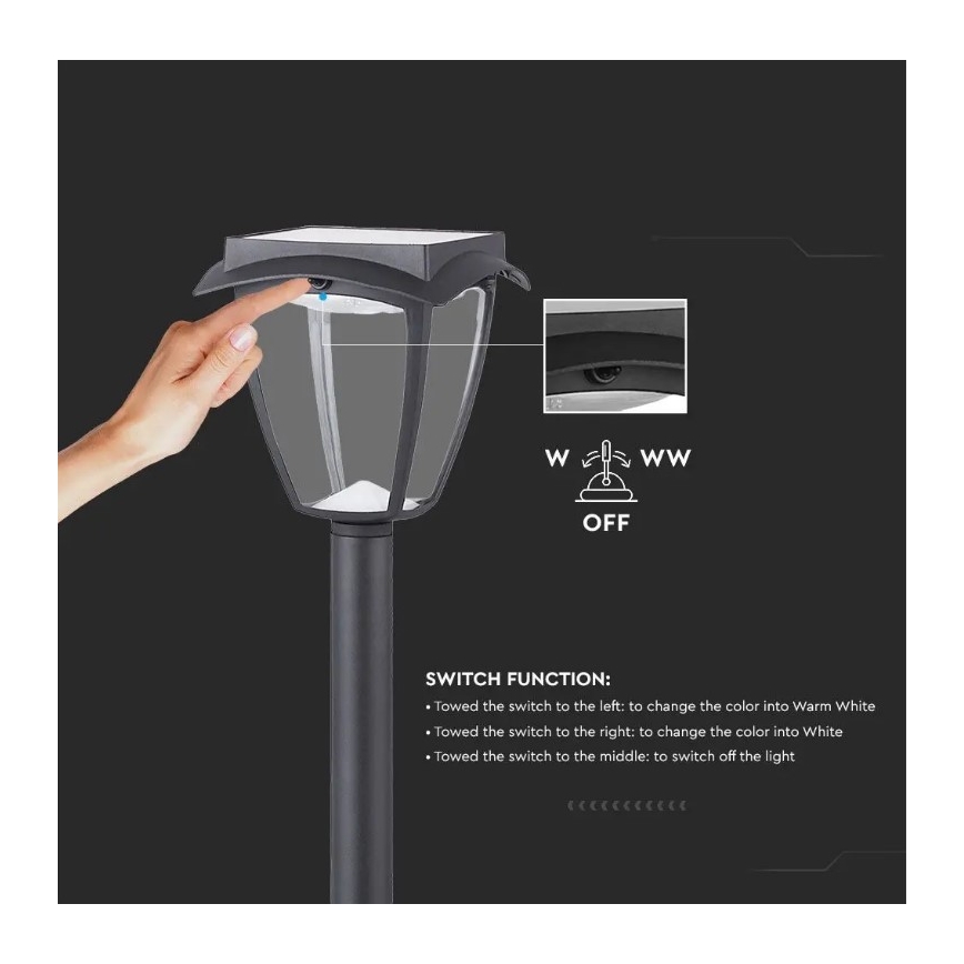 Lâmpada Solar LED LED/2W/230V 93 cm 3000/6000K IP65 2200 mAh