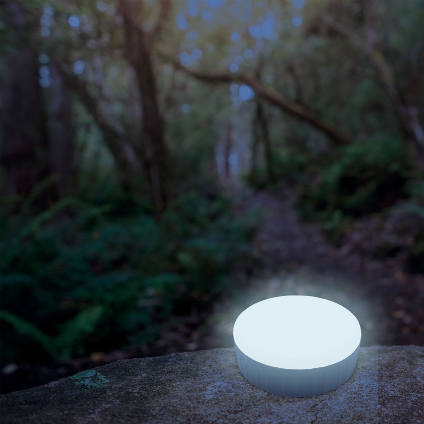 Lâmpada solar recarregável LED dimmerizável com função powerbank K3 LED/2W/5,5V 6500K IPX4 2400 mAh preta/branca