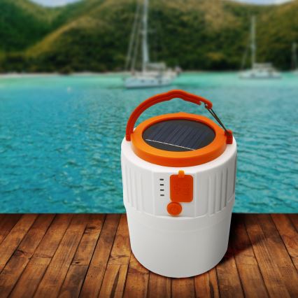 Luminária solar recarregável LED dimmerizável com função powerbank K1 LED/3W/3,7V 7000K IPX4 3200 mAh branca